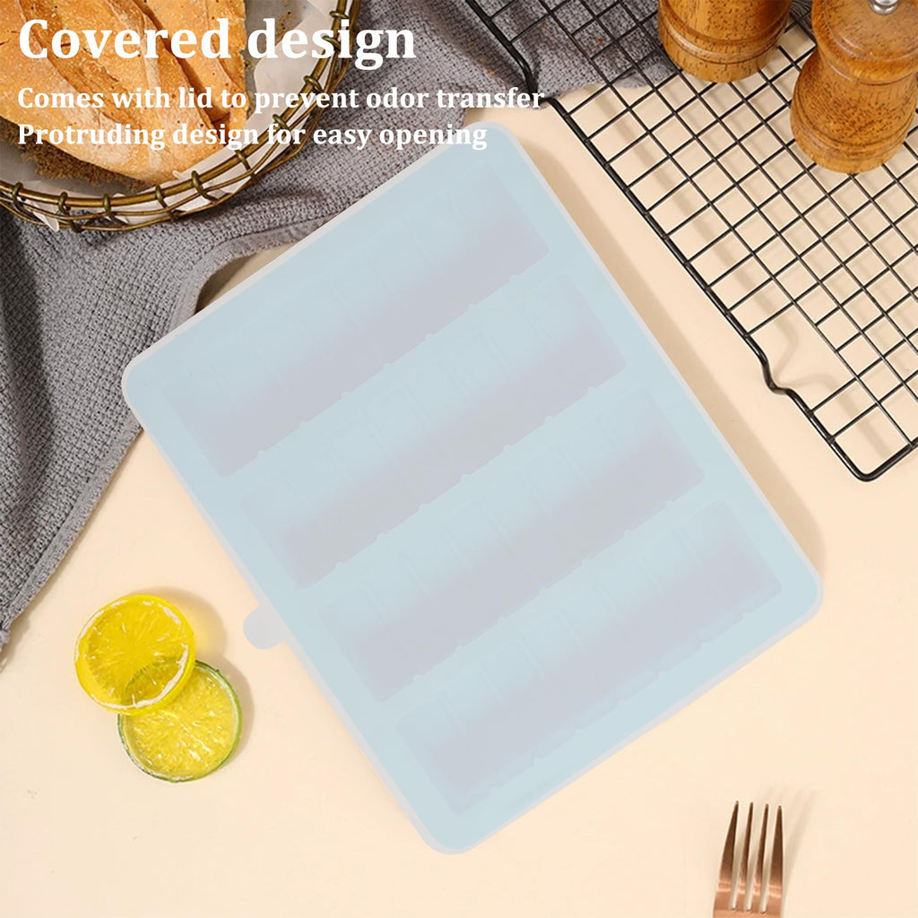 Sidosir 2PCS Butter Silicone Mold with Lid, Non-Stick Butter Mold Tray for Making Butter,Butter Mold with Measurements for Chocolate Making and Homemade Cakes Baking (Large with Measurements)