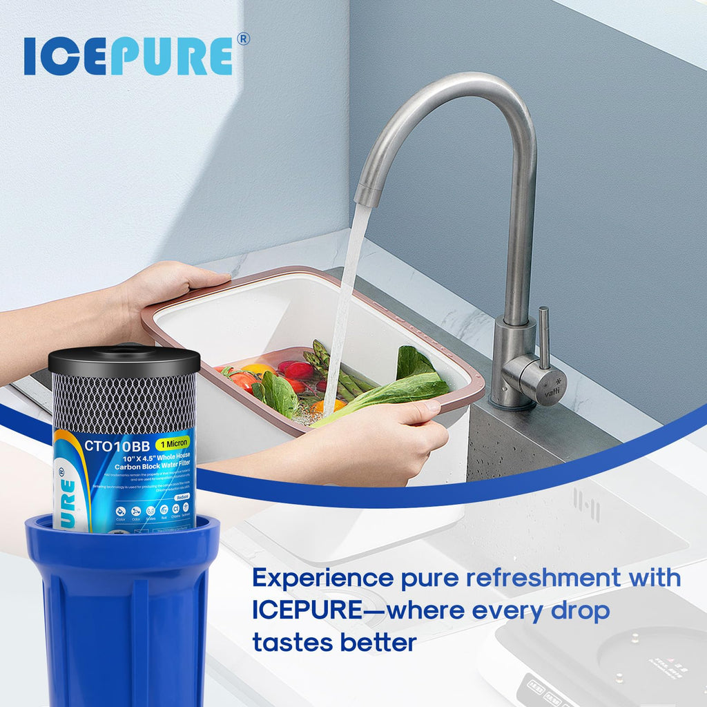 ICEPURE 10"X4.5",1 Microns Whole House Sediment Activated Carbon Water Filter Compatible with Dupont WFHDC8001,EP Series,EPM Series,CB-BB-10, GE FXHTC, GXWH40L, GXWH35F, GNWH38S, CTO10BB,1PACK