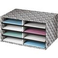Bankers Box Decorative Eight Compartment Literature Sorter, Letter, Black/White Brocade (6170301)