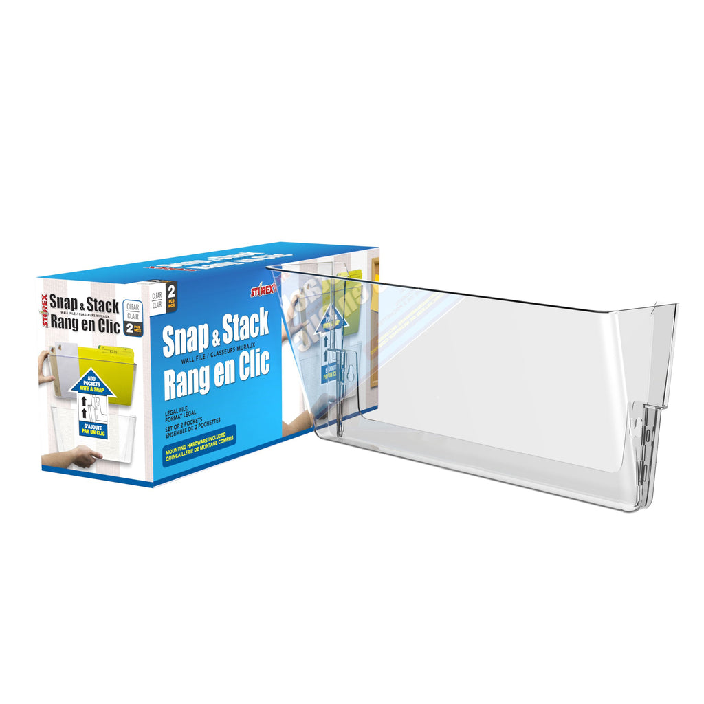 Storex Wall Files, Legal Size, 16 x 10.55 x 4 Inches, Clear, Set of 2 (70224A06C)