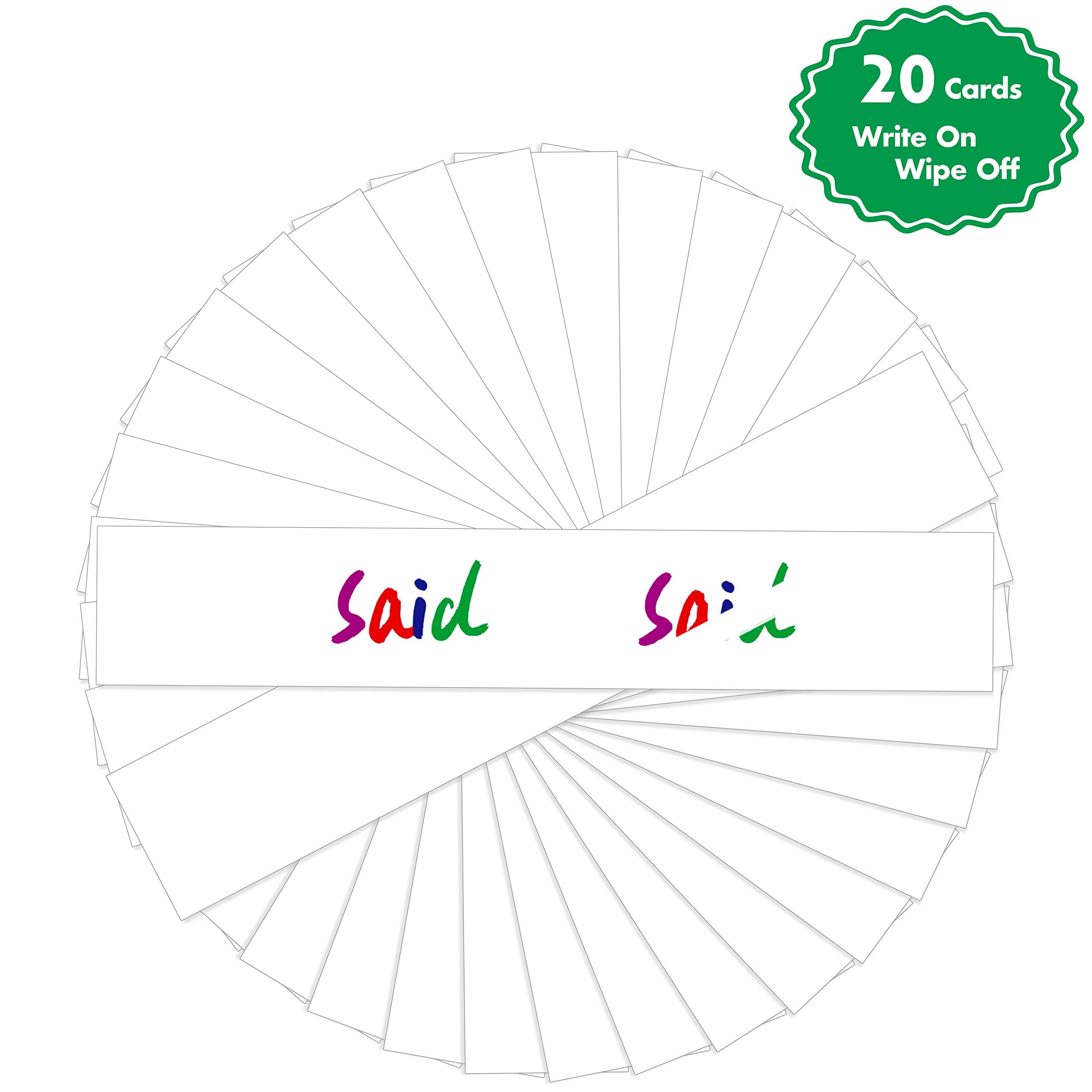 Black Tabletop Desktop Pocket Chart with Bonus 20X Dry Erase Cards. Double Sided and Self-Standing (13” X 12”)