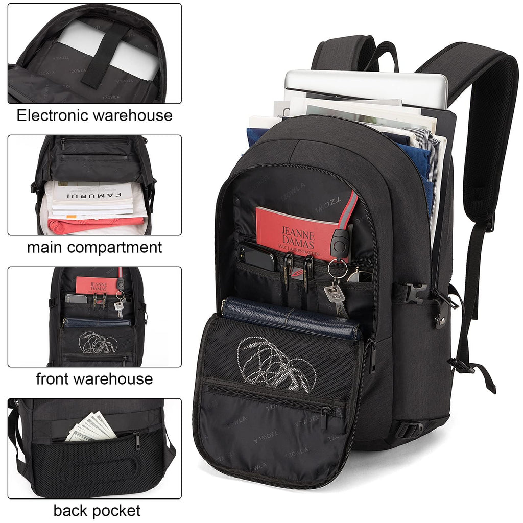 Tzowla Laptop Backpack Anti-Theft Water Resistant Bag with USB Charging Port and Lock 15.6 Inch Computer Business Travel Backpacks for Women Men College School Student Gift,Bookbag Casual Daypack