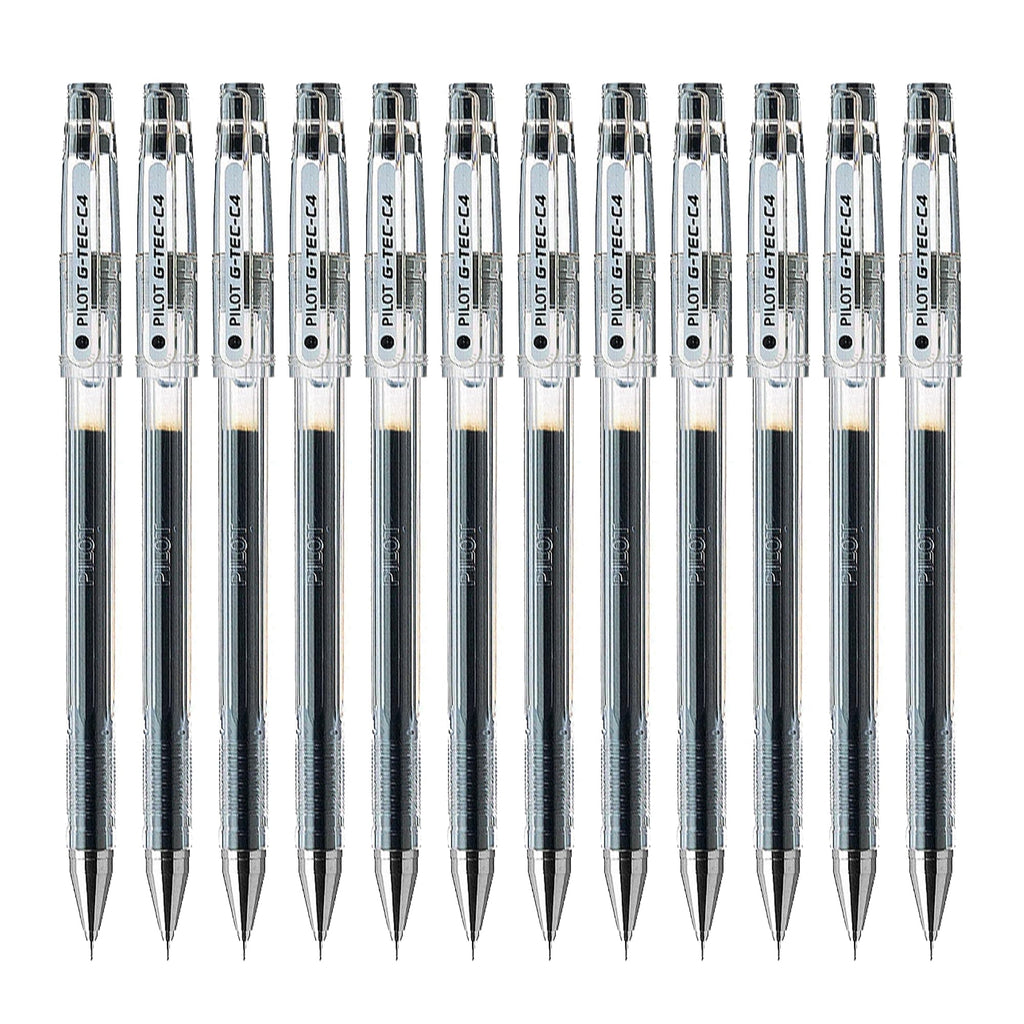Pilot G-Tec C4 Microtip Gel Rollerball Pen 0.4mm Tip 0.2mm Line Black (Pack 12)