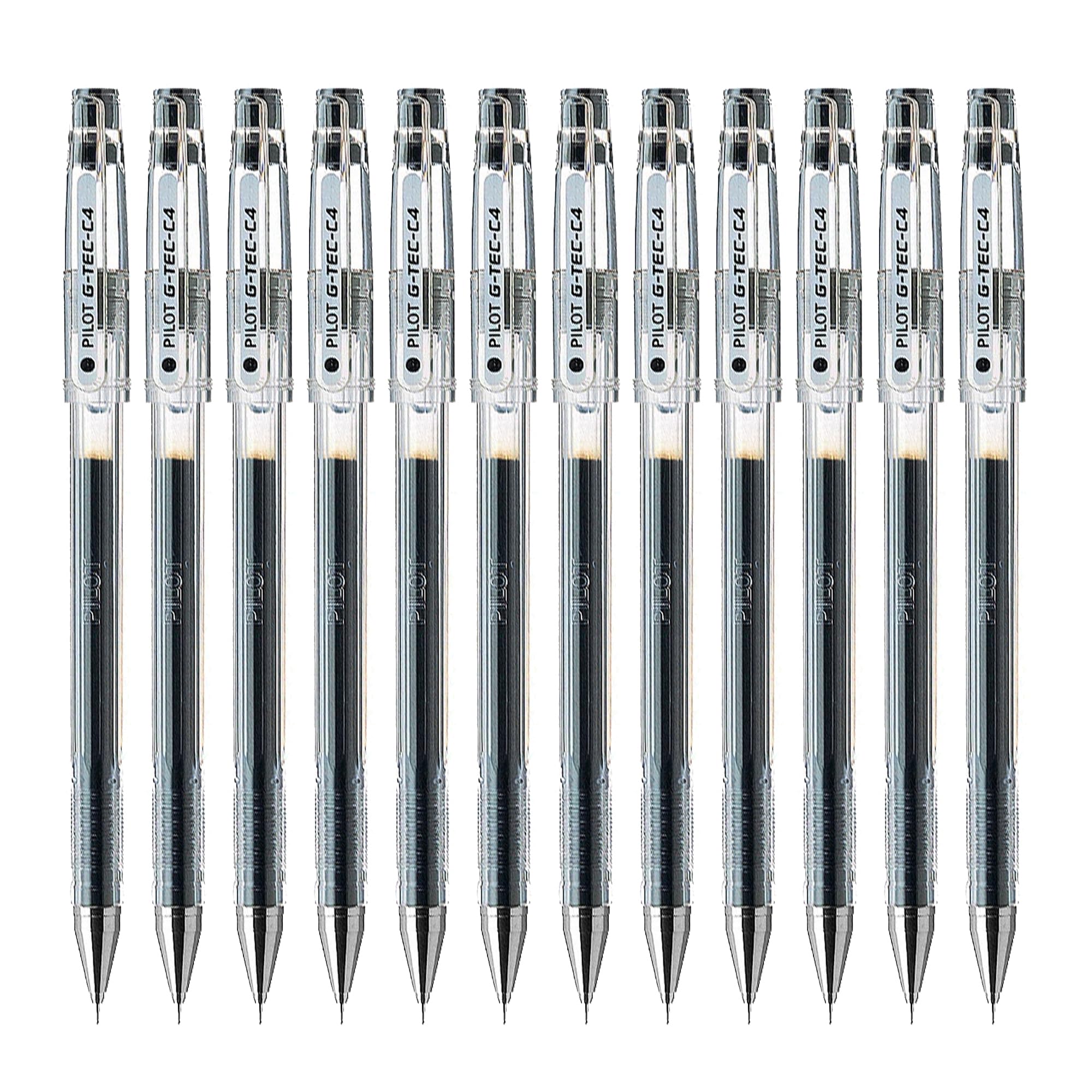 Pilot G-Tec C4 Microtip Gel Rollerball Pen 0.4mm Tip 0.2mm Line Black (Pack 12)