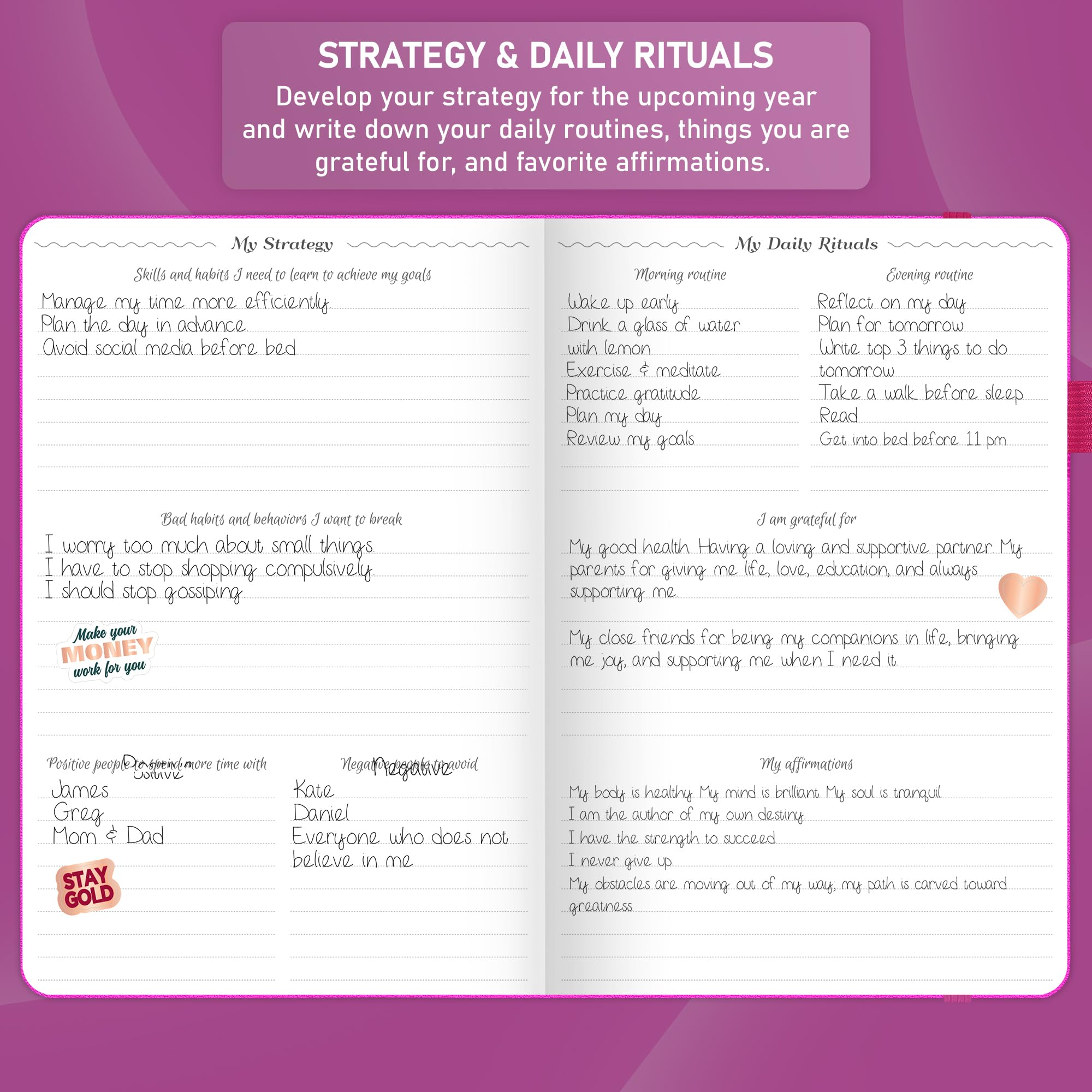 GoGirl Weekly Schedule Planner – Undated Hourly Work & Life Planner with Time Slots – Vertical Agenda Organizer for Daily Time Management & Productivity – A5 Size, 5.8″x8.3″, Hardcover (Hot Pink)