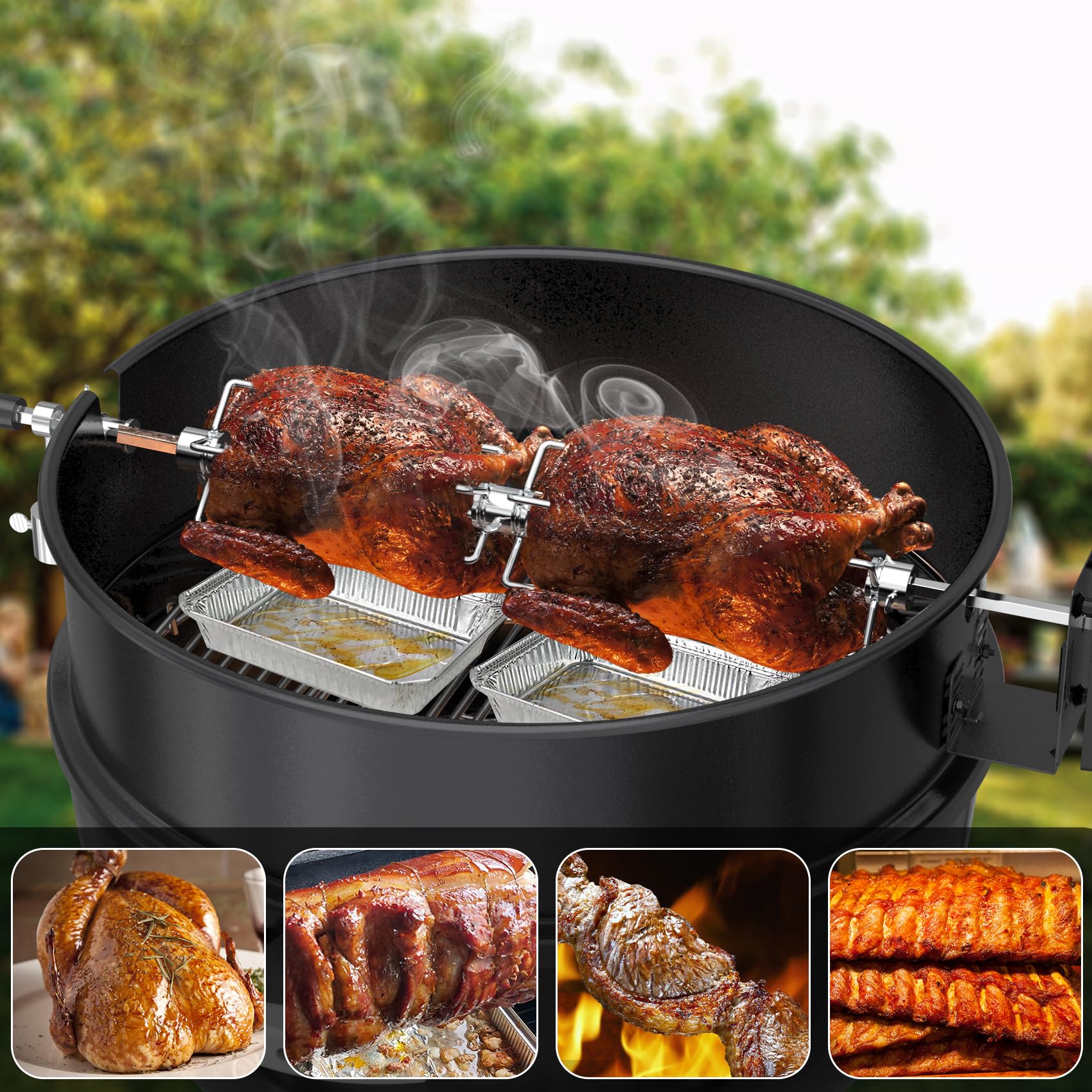 onlyfire Double Sided 4 Pronged Rotisserie Fork for Most Grills, Fits 5/16" Square Rotisserie Spit Rods, 2 PCS