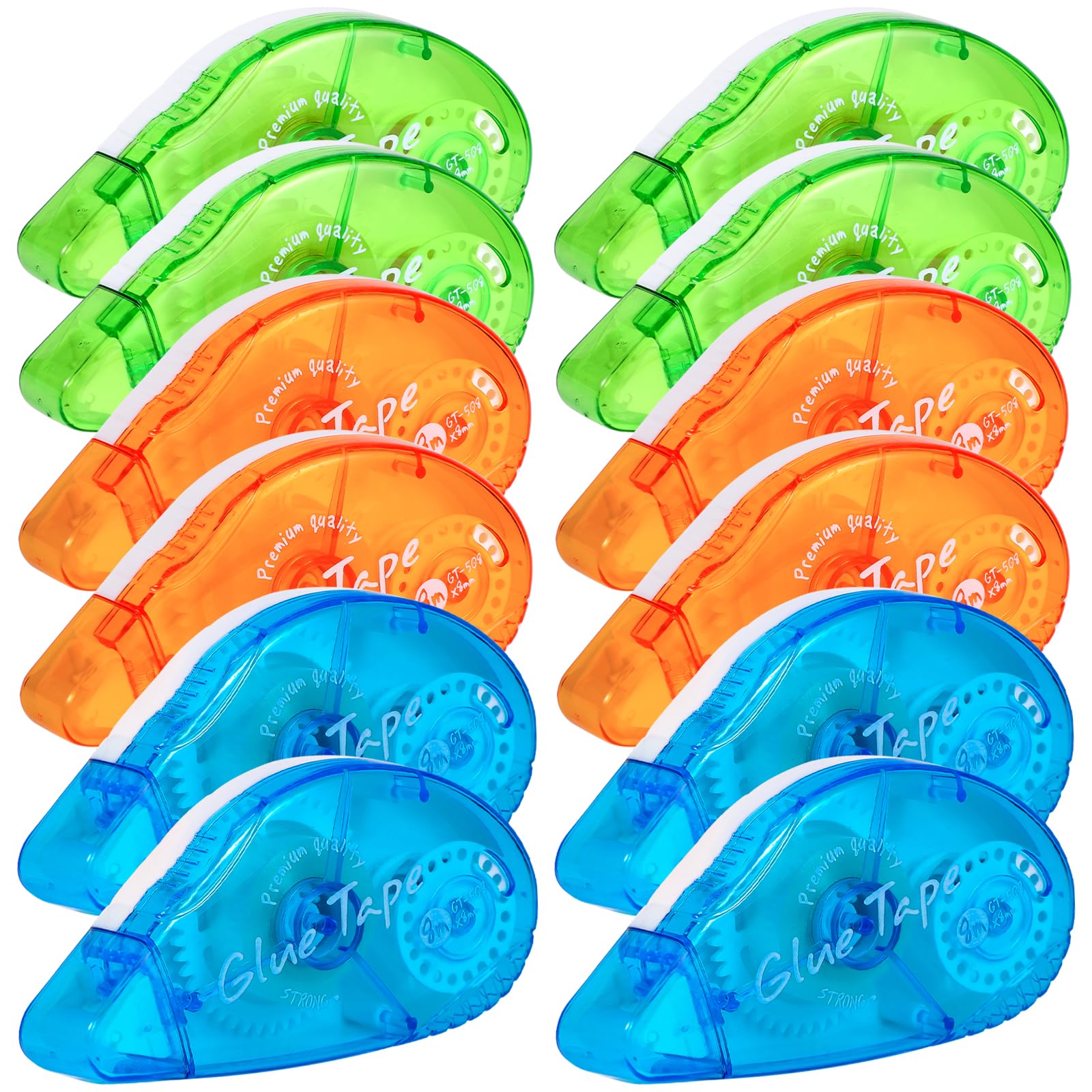 12 Pack Double Sided Tape Roller, Craft Glue Tape Roller Scrapbooking Tapes Creative Adhesive Dispenser Runner for Scrapbooking Supplies, Crafts and Arts Projects (0.32in x 26.3ft)
