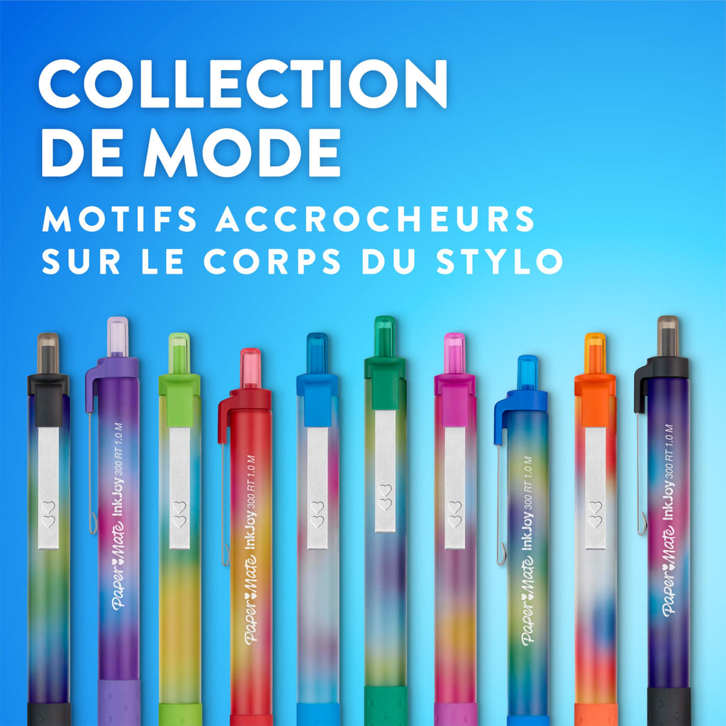 Paper Mate InkJoy 300RT Ballpoint Pens, Colourful Pens with Fashion Wraps, Retractable, Medium Point, Assorted Colours, 24 Count