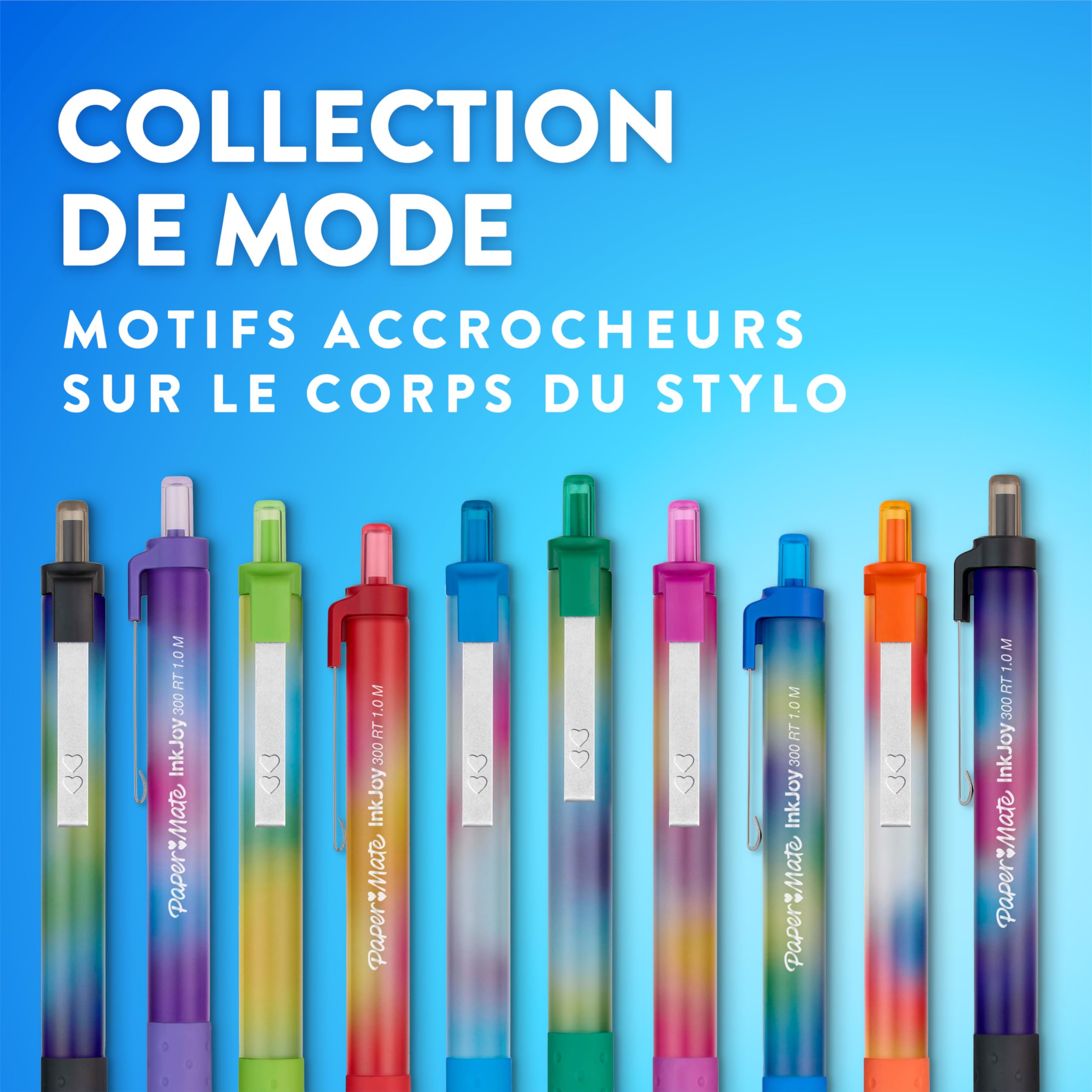Paper Mate InkJoy 300RT Ballpoint Pens, Colourful Pens with Fashion Wraps, Retractable, Medium Point, Assorted Colours, 24 Count
