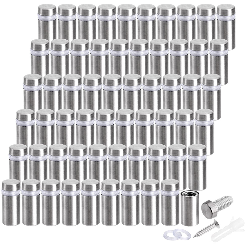 Coloch 60 Pcs Stainless Steel Standoff Screws, 1/2x1 Inch Mounting Glass Hardware Advertising Wall Standoff Sign Holders Screws for Hanging Acrylic Picture Frame, Glass Mounting, Office, Supermarket