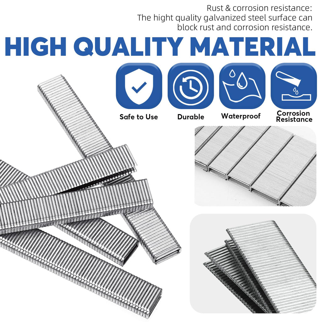 Glarks 3624Pcs 18 Gauge Narrow Crown Staples, 4 Sizes Galvanized Crown Narrow Staples Assortment Kit and 1", 2" Brad Nails for Electric Stapler, Pneumatic, DIY Home Improvement (Silver)