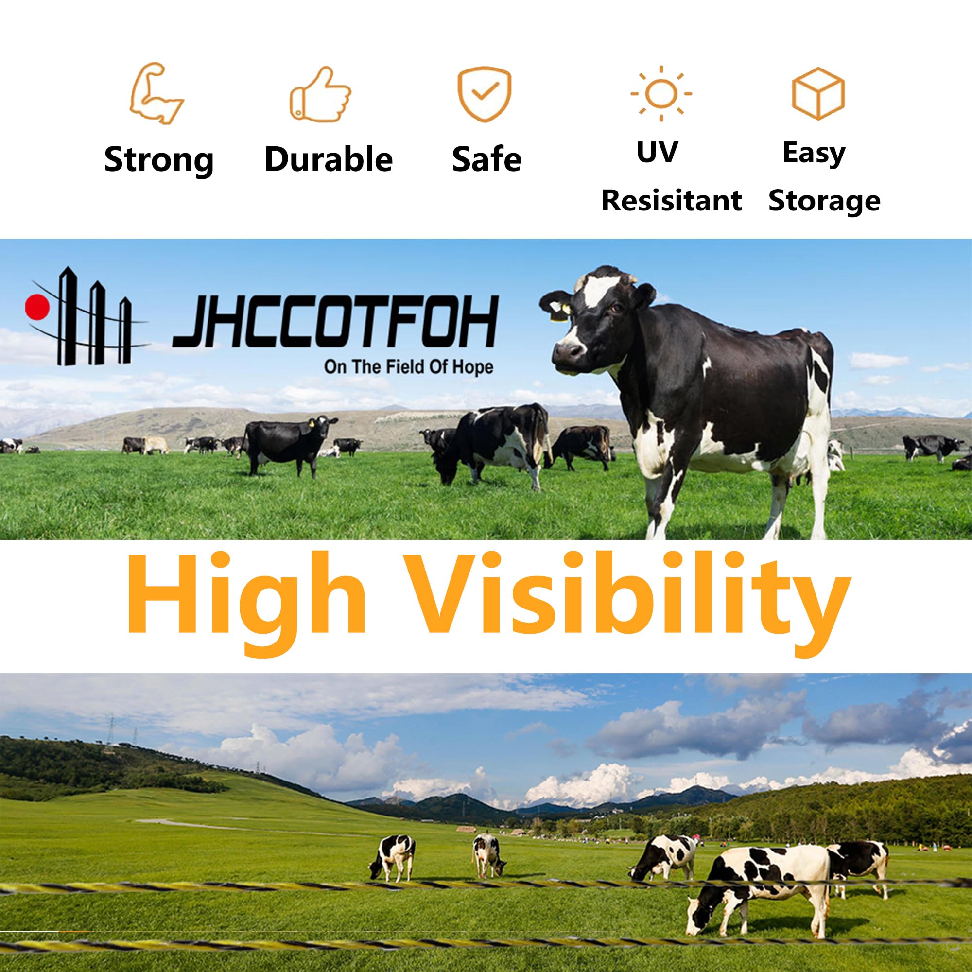 Electric Fence Polywire 656 Feet，200 Meters 6 Conductors Portable Electric-Fence Rope for Reliable Conductivity and Rust Resistance