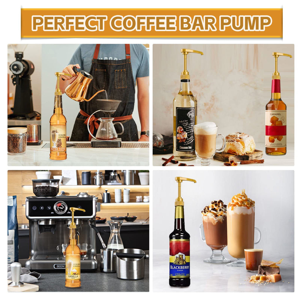 12PCS Syrup Pump for 25.4 Oz/750ml Flavorings Bottles, Coffee Syrup Pump Dispenser, Compatible with Torani, Matteo's, DaVinci, Jordans Skinny Syrups Bottles, Syrup Dispenser for Coffee Bar Accessories