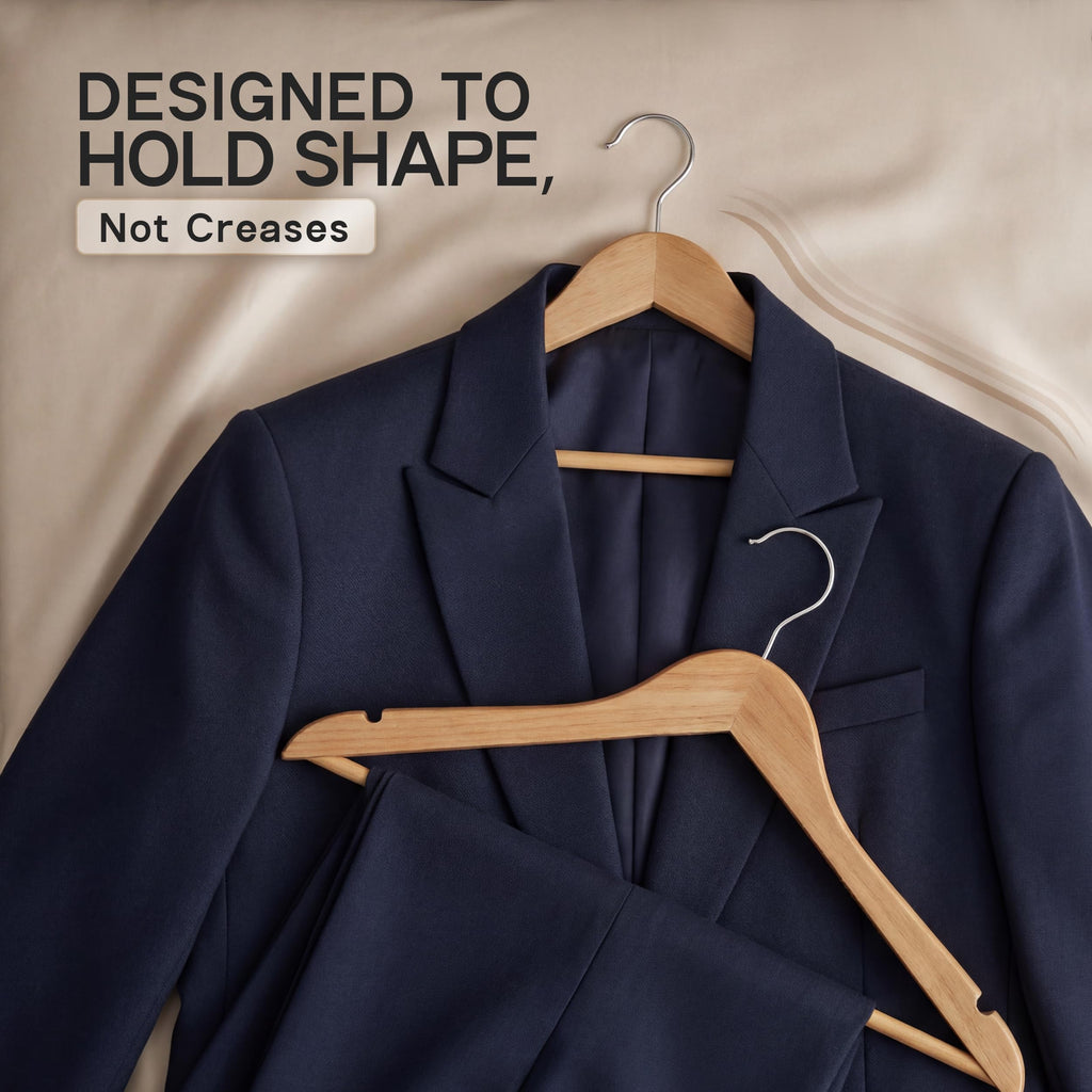 Beddora Wooden Hangers 20 Pack - 360 rotatable Swivel Hook Durable & Slim Lightweight with Shoulder Grooves - Wood Hanger for Clothes Coats Pants Suits Jackets in Natural