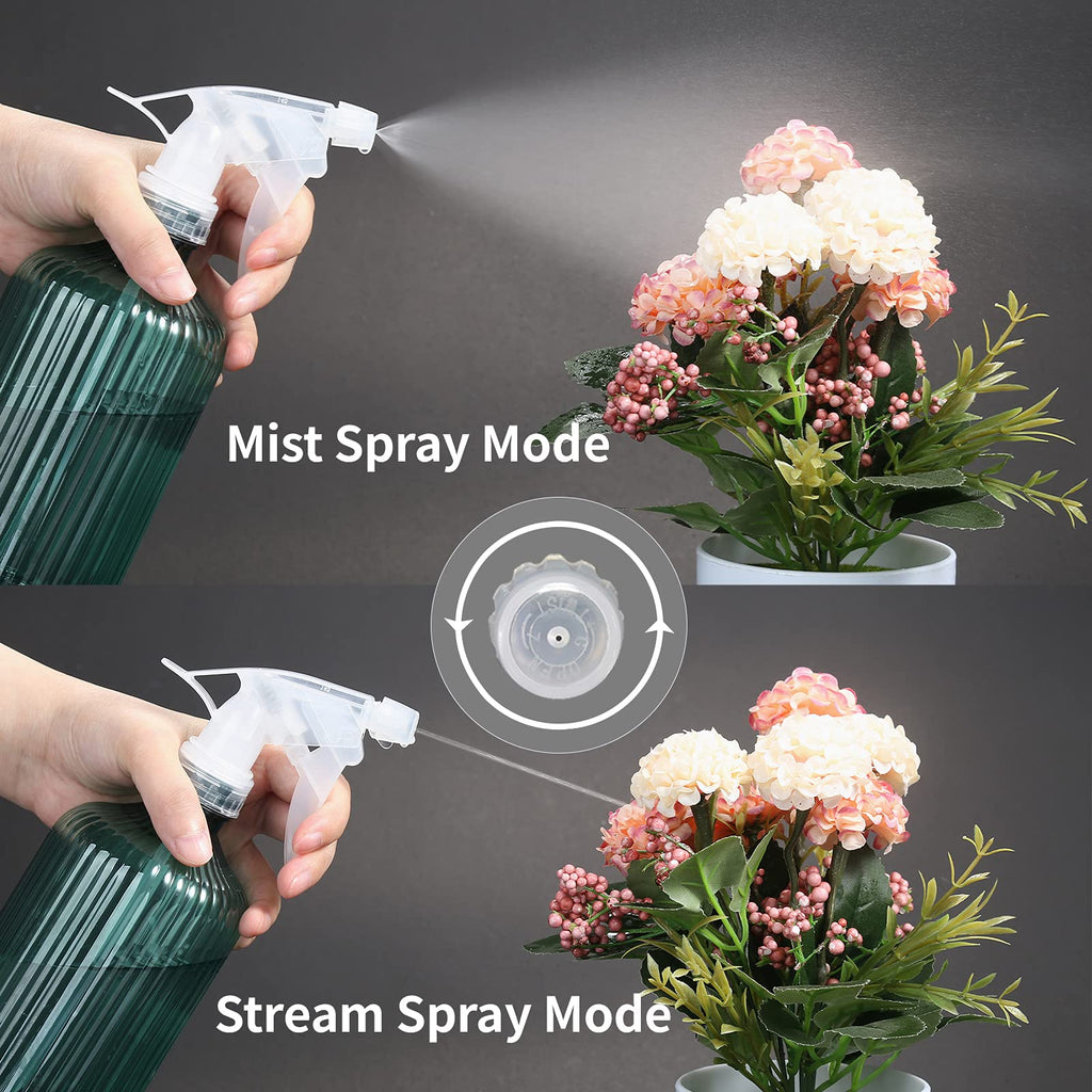 ONEDONE Watering Can Indoor Plants, Long Spout Plant Watering Can 1L 34oz, Small Watering Can for House Plants Garden Potted Flowers Green with Bonus Spray Bottle, Squeeze Bottle