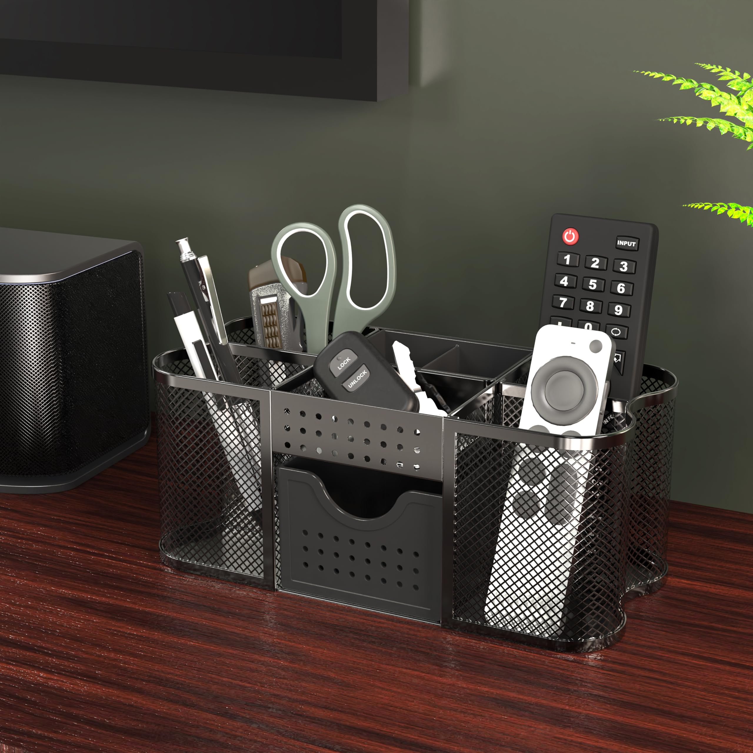 DecoBrothers Desk Organizers Pencil/Pen Holder Caddy Storage Accessories for Office, Black