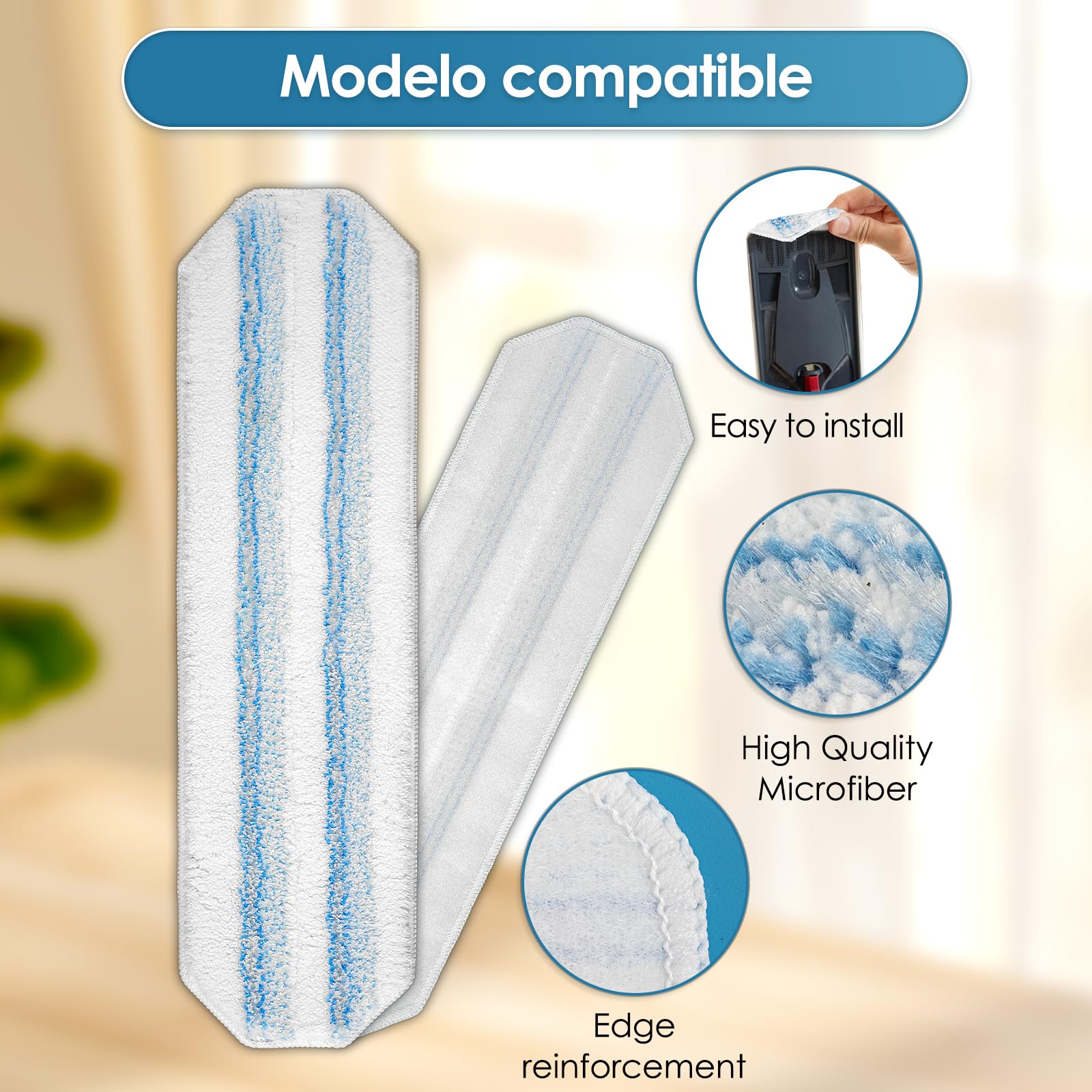 (5 Pack) H2prO Replacement Mop Pads Compatible with Vileda H2prO Mop, Microfiber Mop Head, Washable Mop Cloths, Mopping Pad, H2 Pro Mop Pad Refill Accessories