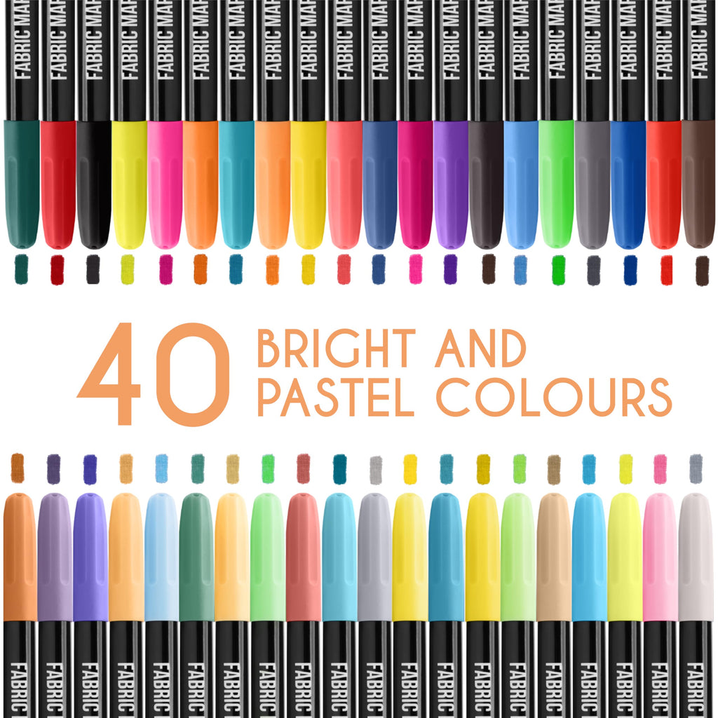 Zenacolor 40 Fabric Markers Permanent for Clothes - Non Toxic and Indelible Fabric Paint Pen