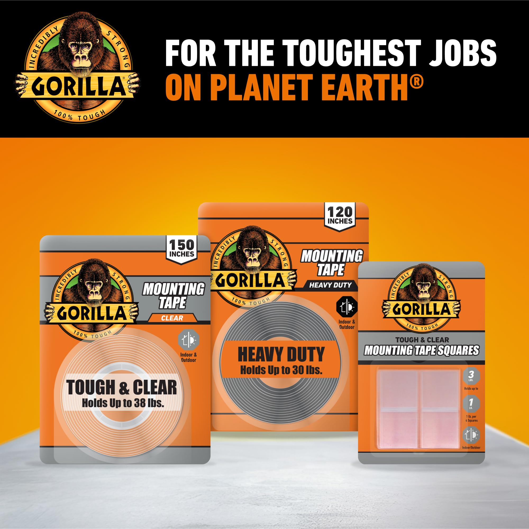 Gorilla Heavy Duty Double Sided Mounting Tape XL, 1" x 120", Black (Pack of 1)