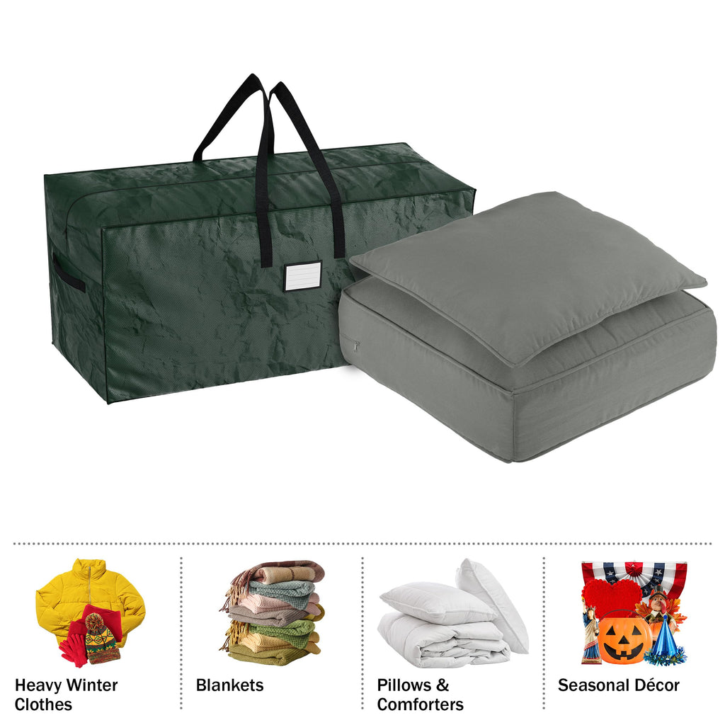 Set of 2 Christmas Tree Storage Bags - Waterproof Bags for 17-Foot Disassembled Artificial Trees, Garland, and Holiday Decorations by Elf Stor (Green)