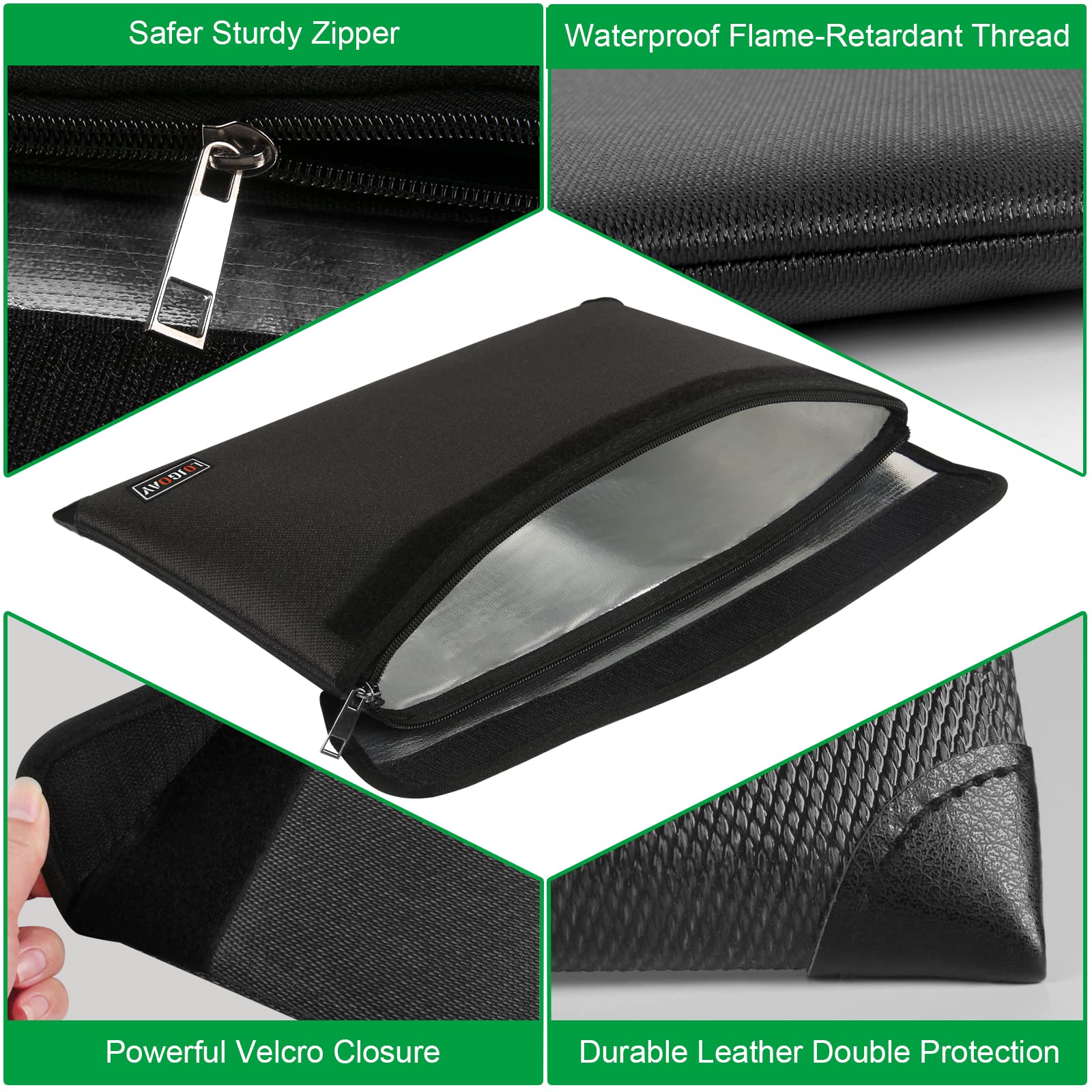Fireproof Document Bag - with 5200°F Heat Insulated, Waterproof Fireproof Bag with Zipper, 8 Layers of Functional Materials, Fireproof Money Bag for Cash/Documents/Valuables, Fire Bag 13.9"x10.6"
