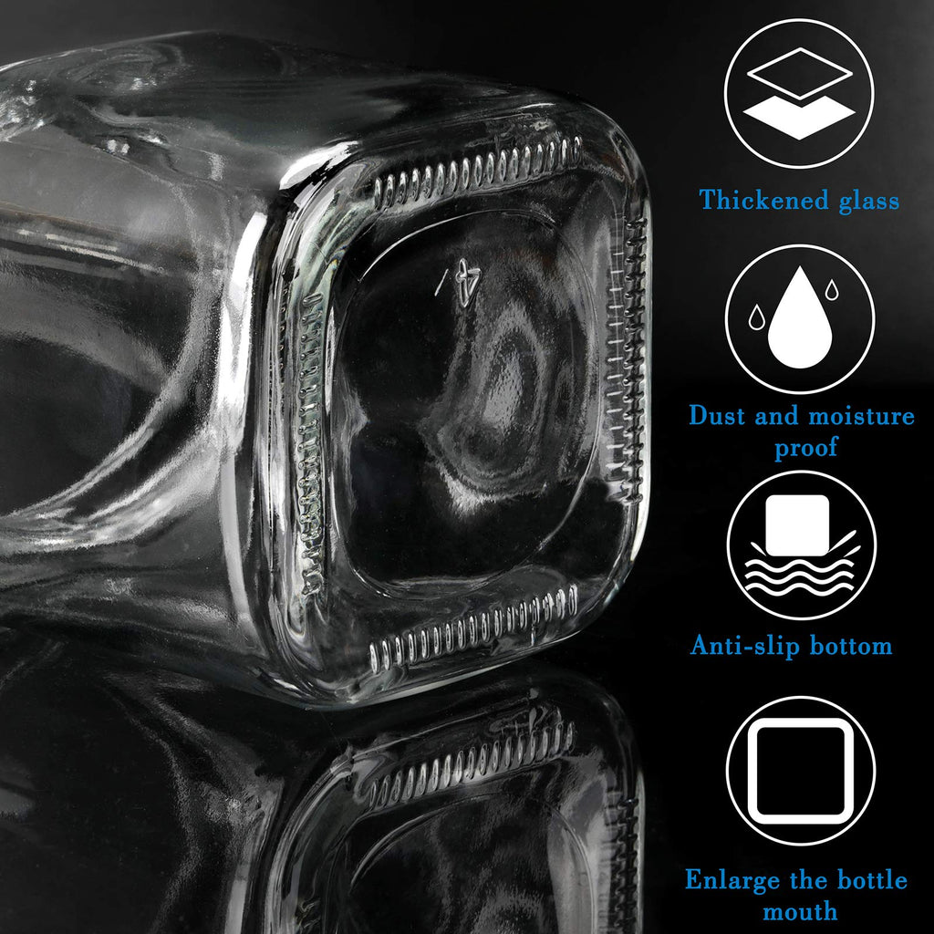 Mlici Condiment Jar Spice Container Set of 3 with Lids & Spoons, 255ml Clear Glass Condiment Canisters Pots Seasoning Box, Salt Container Sugar Bowl for Kitchen, Counter, Food Storage (Black)