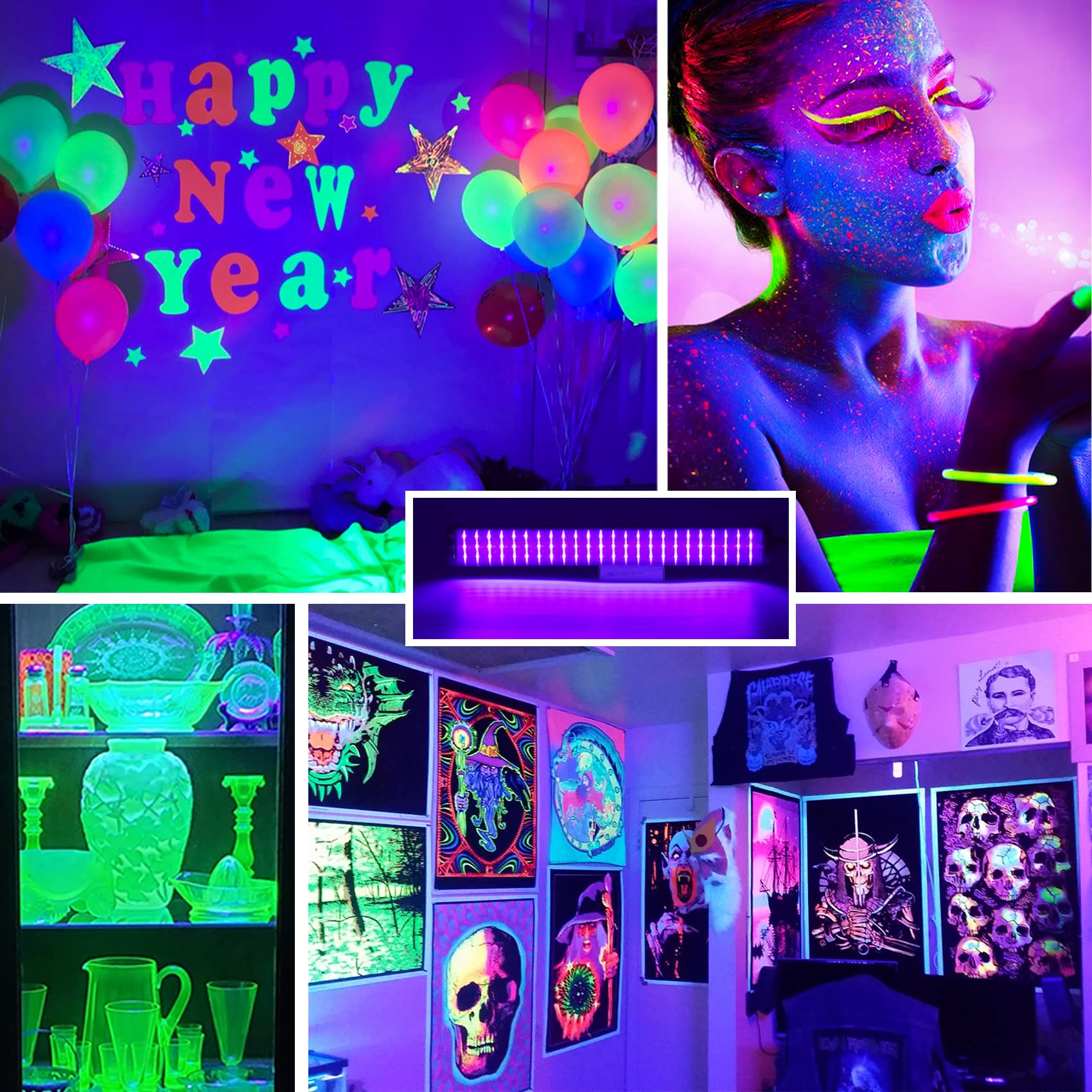CICINY 25W LED Black Light Bar - 72 UV Big LED Chip 395-405 nm, Black Lights for Glow Party, Fluorescent Posters, Body Painting, Halloween