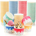 Lawei 100 Pack Ice Cream Cups, 8 Oz Disposable Paper Ice Cream Sundae Bowls for Cold and Hot Foods, Party Supplies Treat Cups dessert bowls for Ice Cream, Sundae, Frozen, Yogurt, Soup, Snack, 4 Colors