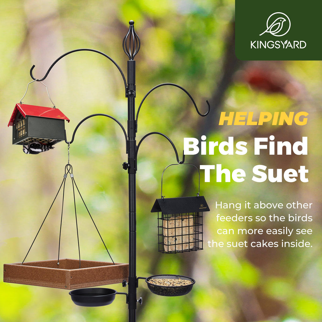Kingsyard Double Suet Bird Feeder with Weatherproof Roof, All Metal, Upside Down Suet Feeders for Outdoors Hanging, Great for Downy Woodpecker Nuthatch Chickadee, Red