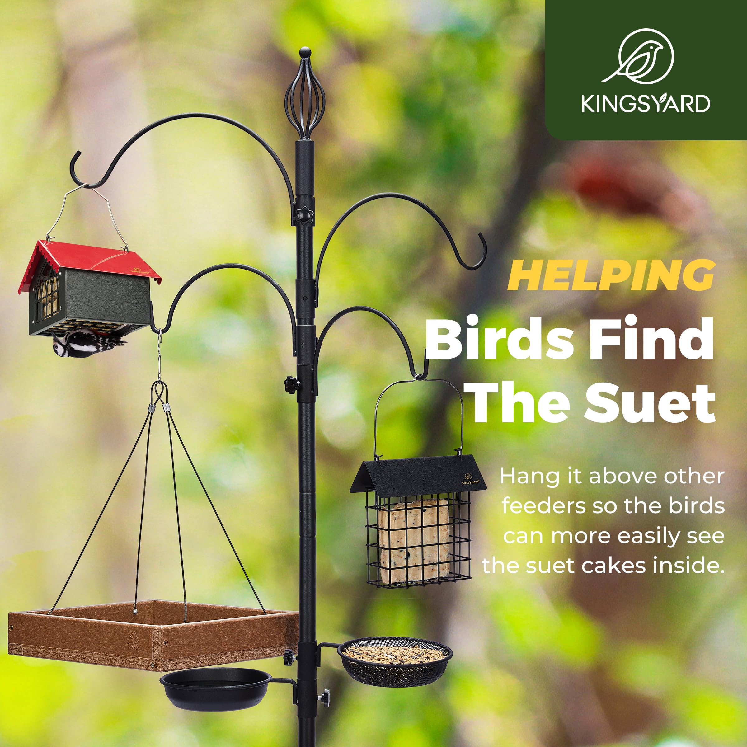 Kingsyard Double Suet Bird Feeder with Weatherproof Roof, All Metal, Upside Down Suet Feeders for Outdoors Hanging, Great for Downy Woodpecker Nuthatch Chickadee, Red