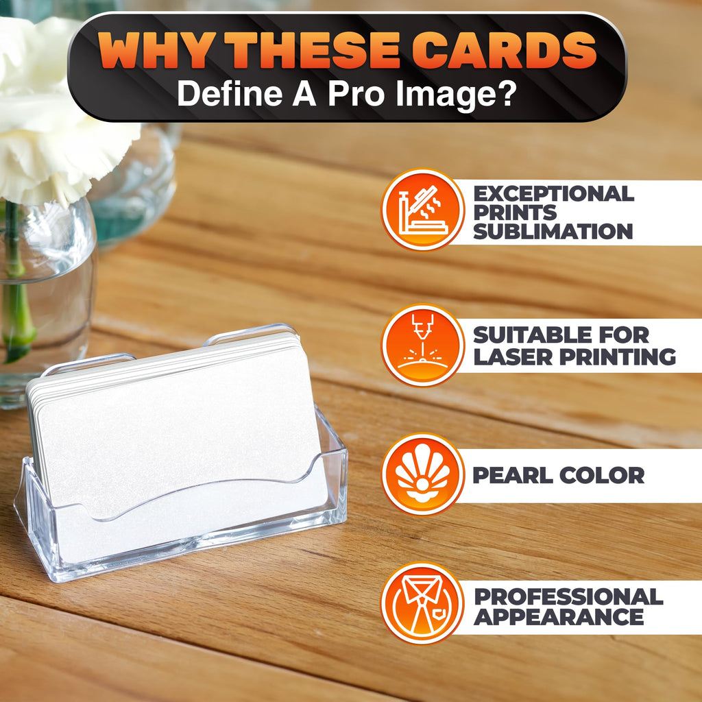 100 Pcs Sublimation Business Card Blanks – Double-Sided Sublimation Blanks for Printing of Logos, Nameplates, and Custom Gifts – Quality Ultra-Thin Aluminum Alloy Cards in Pearl Color