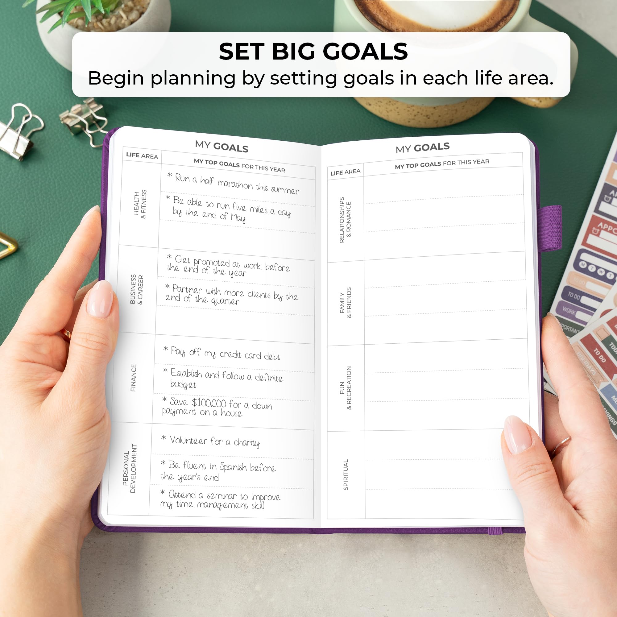 Clever Fox Pocket Planner Weekly – Undated Monthly Goal Planner and Calendar for Increasing Productivity, Mini Planner Perfect for Purse, Size: 3.7" x 6.7", Start Anytime, Lasts 1 Year – Purple