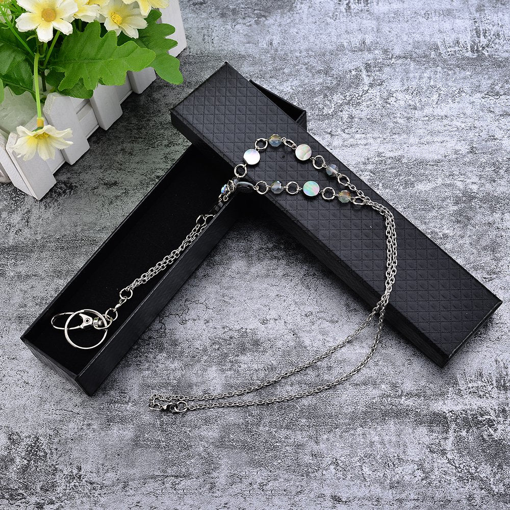 LUXIANDA beautiful ID Necklaces ID Balled beads Lanyards for Keys ID Badge Holder, Stainless steel chain