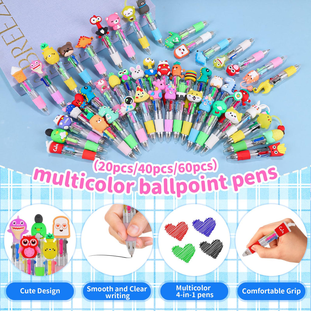 Natonhi Multicolor Pen in One,40pcs Cute Pens for Kids,Fun Pens for Classroom Prizes,Party Favors,Student Rewards,Birthday Gifts,School Supplies