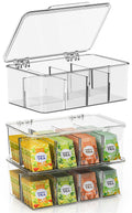 Kichly 3 Pack Tea Bag Organizer - Stackable Acrylic Tea Bag Organizer with Clear Plastic Storage for Kitchen & Pantry, Perfect for Coffee Packets, Sugar, Snacks, Herbs, and Spices (Clear)