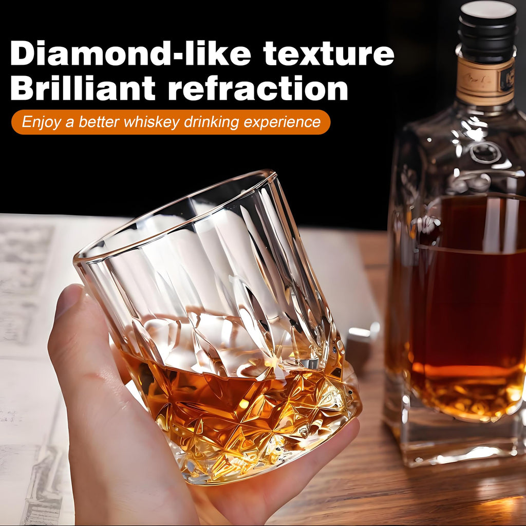 Whiskey Glasses Set of 8, 330ml Cocktail Glasses in Gift Box (Buy 6, get 2 Free), Crystal Old Fashioned Glass for Drinking Bourbon Vodka Rum Liquor, Barware Gifts for Men