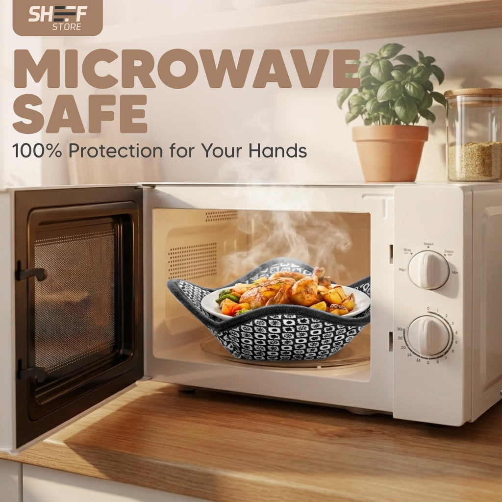 Microwave Bowl Cozy Huggers Set of 4 – Durable and Reliable – for Hot and Cold Bowls, Plates and Dishes Bowl Holder for Microwave – Bowl Cozies Ideal Household Gift by Sheff Store
