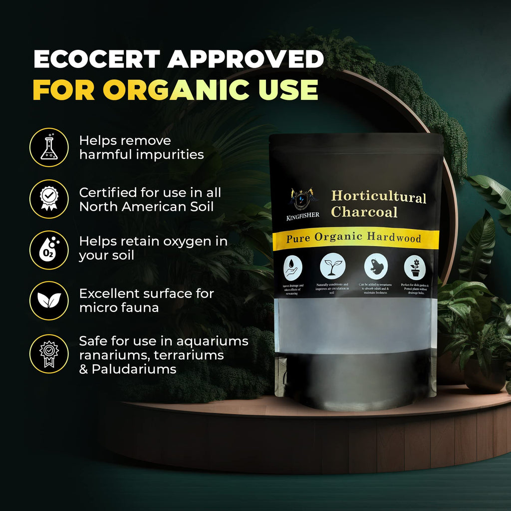 Organic Horticultural Charcoal for Plants & Terrariums - Pure Canadian Maple Biochar - Hardwood Potting Soil Amendment - Improves Drainage & Odor Control