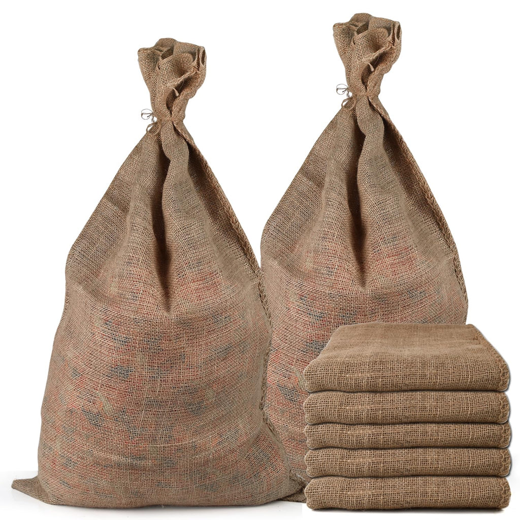 HAMBOLY 5 Packs Large Burlap Bags 24" x 40" Potato Sacks Reusable Storage Bags Races Game Bags