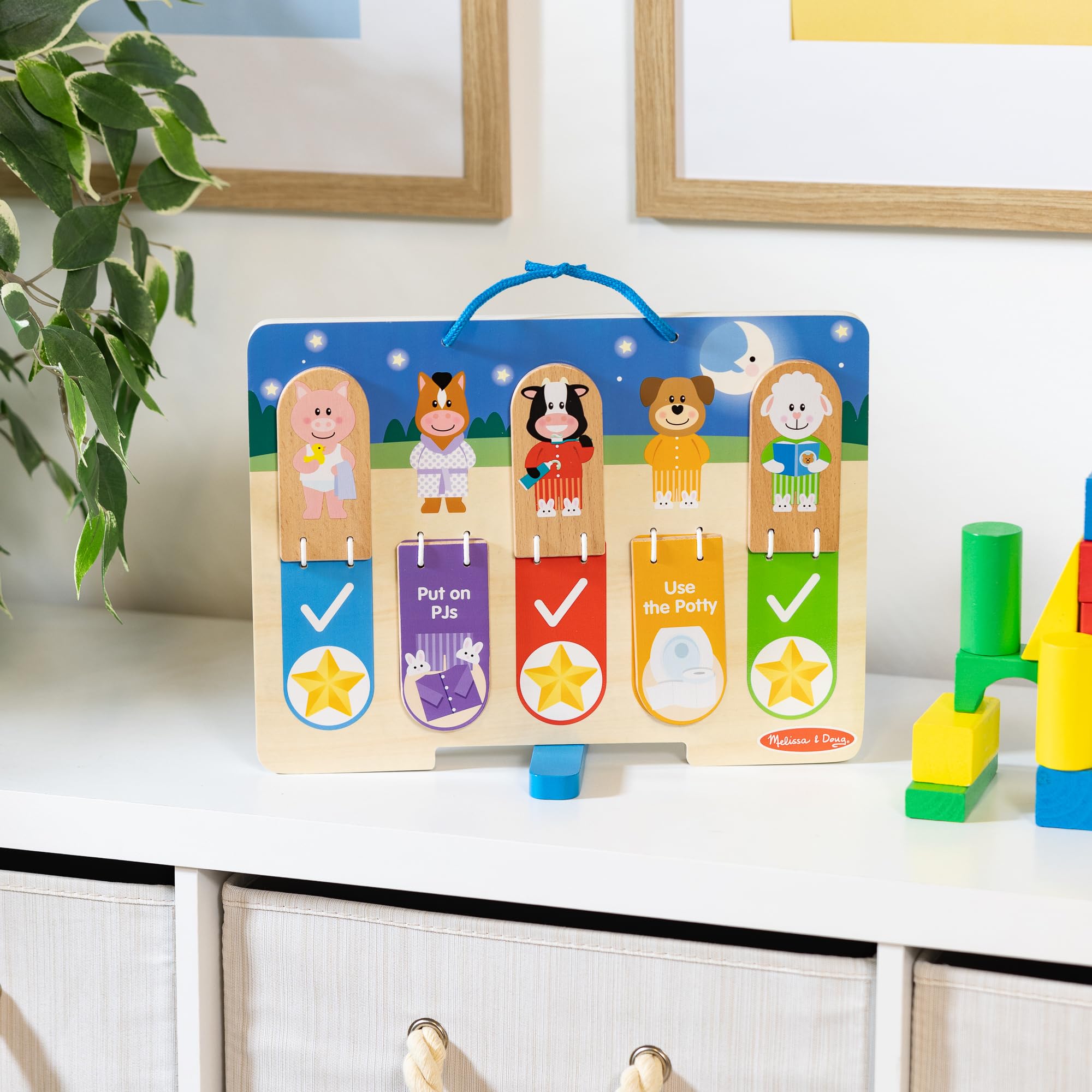 Melissa & Doug My Daily Day and Night Wooden Routines Chart Learning Toy for Boys and Girls 3+ - FSC Certified