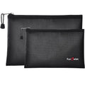 Fireproof Safe Money Document Bags - 2 Pack 13.4" x 9.8" and 10.6" x 6.7" Waterproof Zipper Bag, Fire & Water Resistant Storage Organizer Pouch for A4 A5 Documents Holder,File,Cash,Passport (Black)