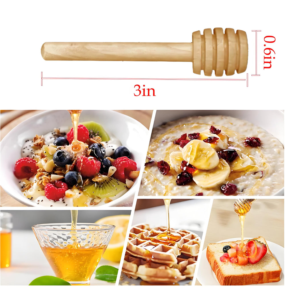 100 Pcs Mini Wooden Honey Dipper Sticks, 3Inch Honey Sticks, Wooden Spoons, Stir Sticks for Honey Dispense Drizzle Honey and Wedding Party Favors