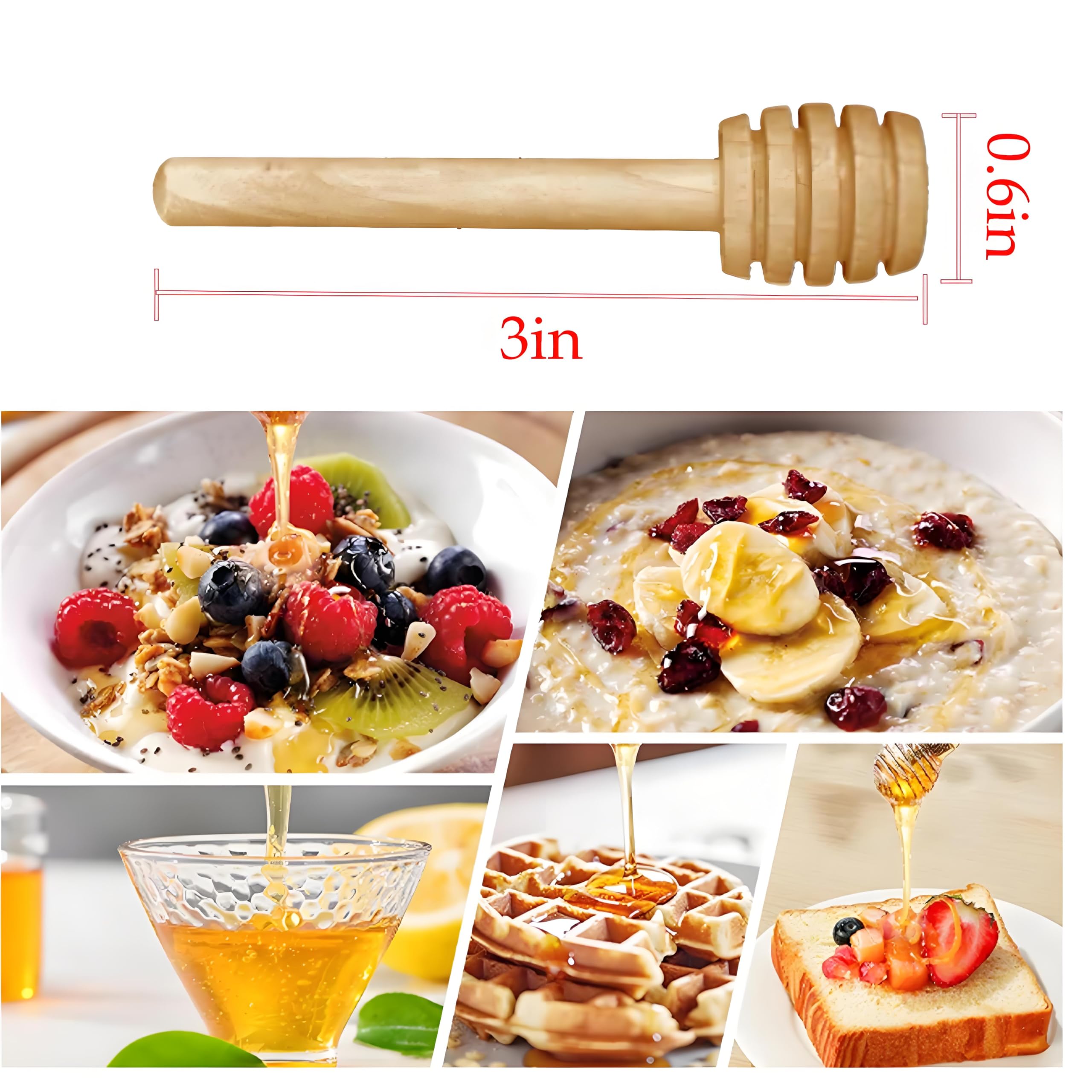 100 Pcs Mini Wooden Honey Dipper Sticks, 3Inch Honey Sticks, Wooden Spoons, Stir Sticks for Honey Dispense Drizzle Honey and Wedding Party Favors