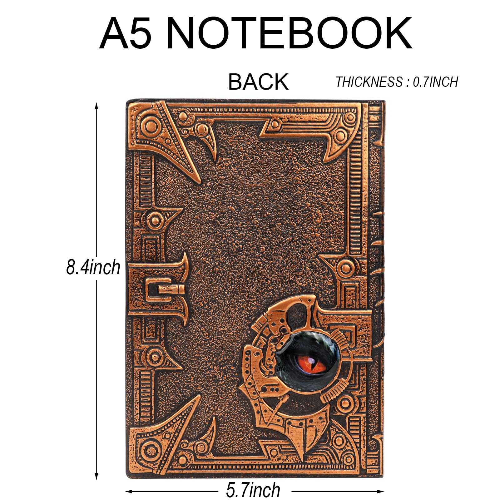 3D Dragon DND Journal Writing Notebook, Fantasy D&D Leather Journal Book for Dungeons and Dragons Gifts Nerdy DM & Players RPG Lovers Accessories, 200 Pages A5 Travel Notepad for Men or Women