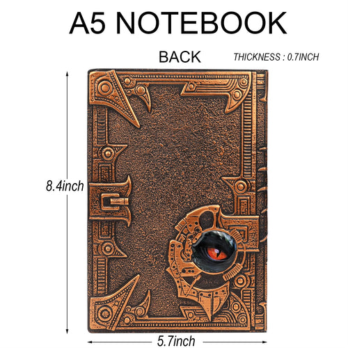 3D Dragon DND Journal Writing Notebook, Fantasy D&D Leather Journal Book for Dungeons and Dragons Gifts Nerdy DM & Players RPG Lovers Accessories, 200 Pages A5 Travel Notepad for Men or Women