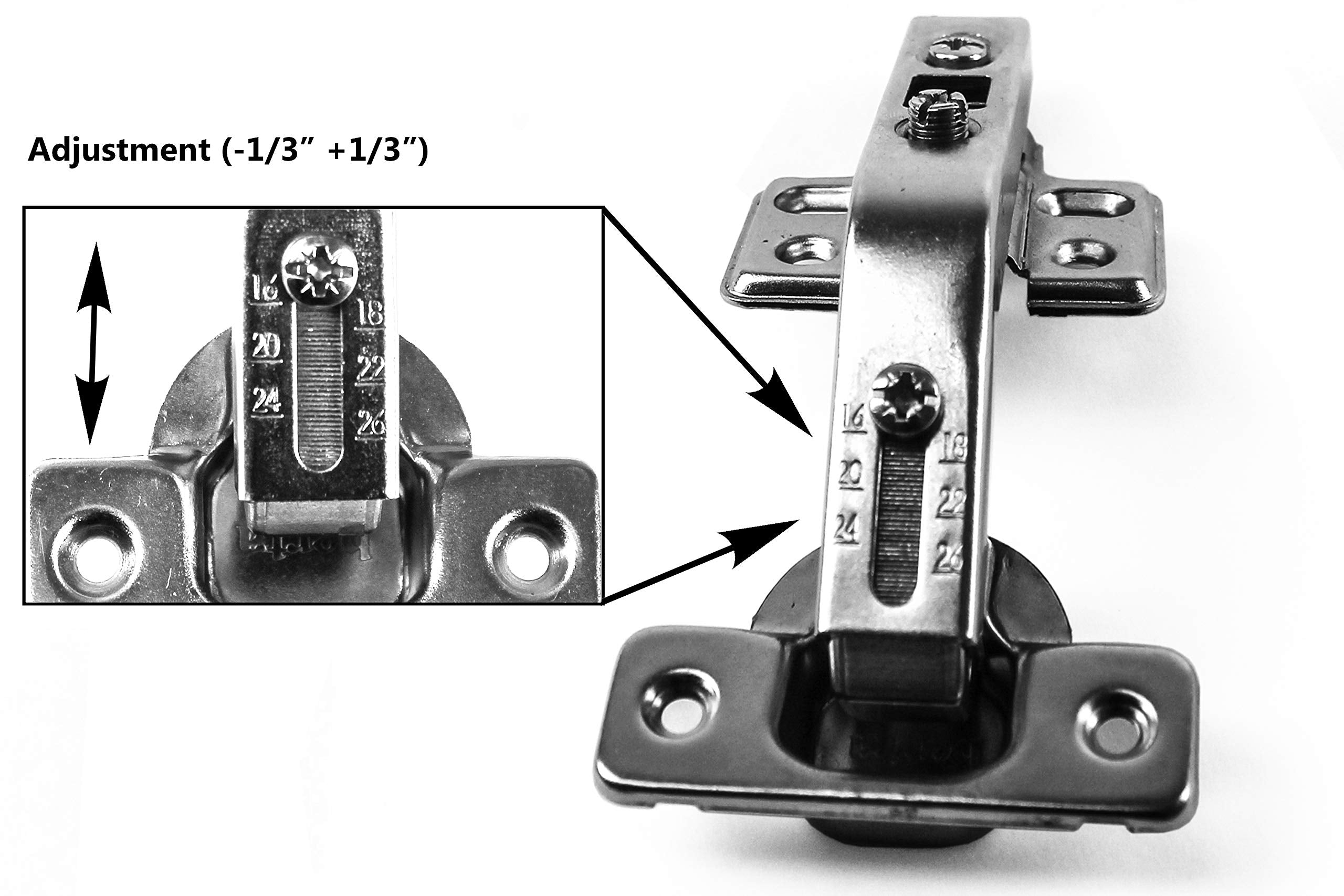 Berta 2 Pack 135° Lazy Susan Hinge, Full Overlay Concealed Frameless Nickel Plated Steel Cabinet Hardware