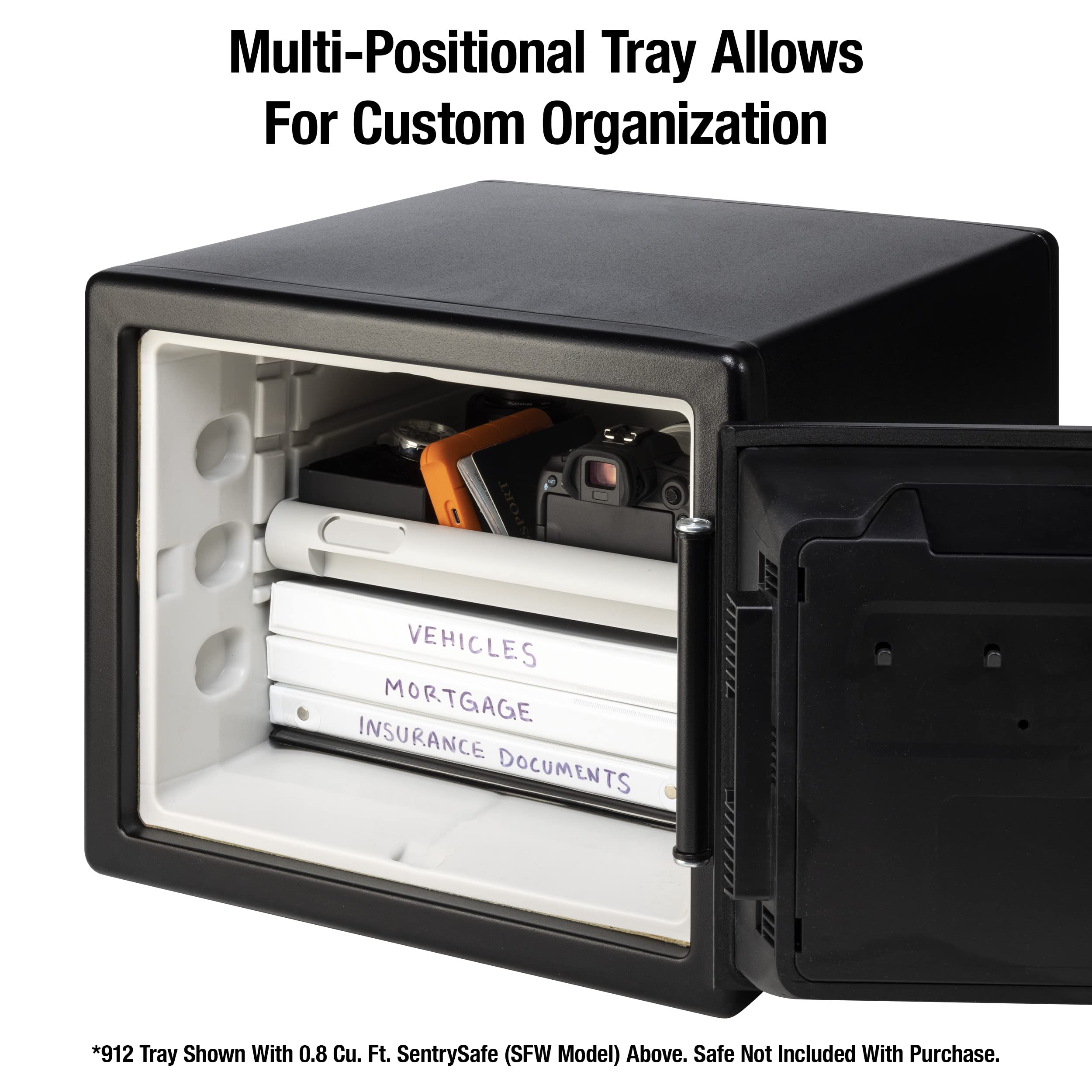 SentrySafe Shelf Insert for SFW082 and SFW123 Fireproof and Waterproof Safes, Multi-Positional White Safe Tray Accessory for 0.8 and 1.2 Cubic Feet Safes, 912