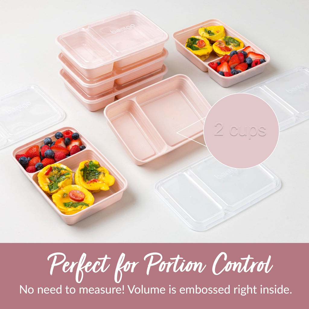 Bentgo® 20-Piece Lightweight, Durable, Reusable BPA-Free 2-Compartment Containers - Microwave, Freezer, Dishwasher Safe - Blush Pink