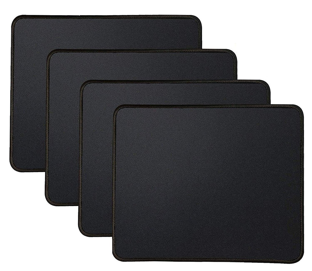 Kriture Mouse Pad 4 Pack with Stitched Edge, Non-Slip Rubber Base, Premium-Textured and Waterproof Mousepad for Computers, Laptop, Office and Home, 10.2x8.3inches, 3mm, Black