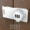 Keyless Combination Lock - 3-Digit Combination Lock for Doors - Twist Knob Hasp Latch Lock with Password Code - Zinc Alloy Door Latch for Kitchen Drawers, Cabinets, Cupboard (White)